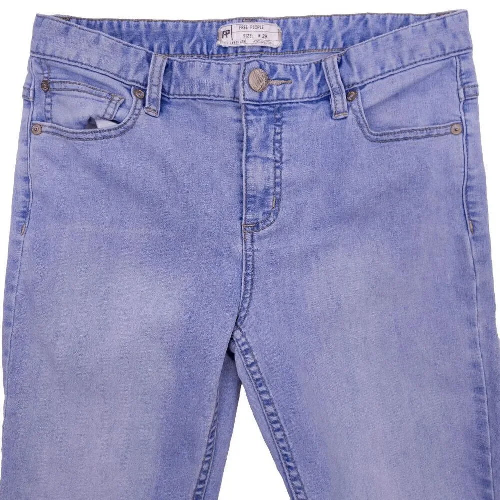 Free People W29 Skinny Light Wash Jeans with torn knee detail